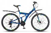 Велосипед горный двухподвес Stels Focus MD d-27,5 3x7 19" cиний/неоновый-зеленый